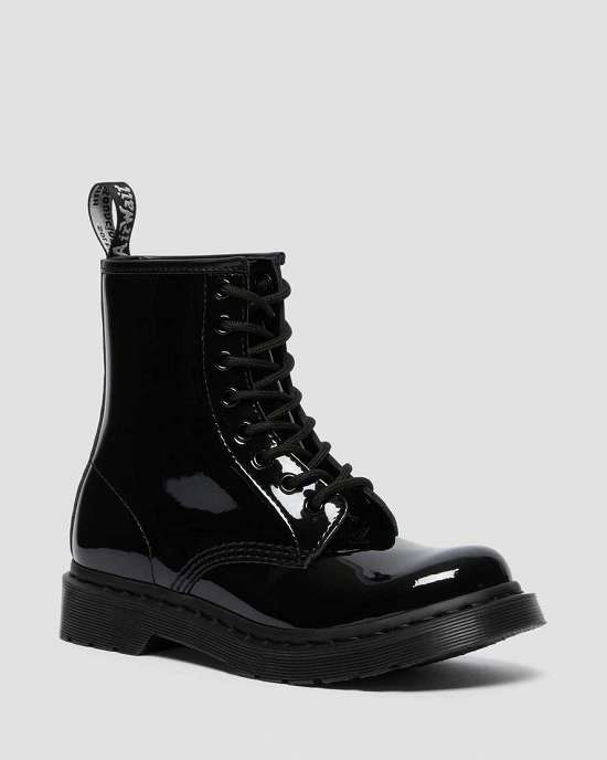 Botas Negras Dr. Martens 1460 Mono Patent Mujer Negros MX-90517